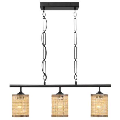 Black Metal Rattan Farmhouse Ceiling Lamp for Dining Room