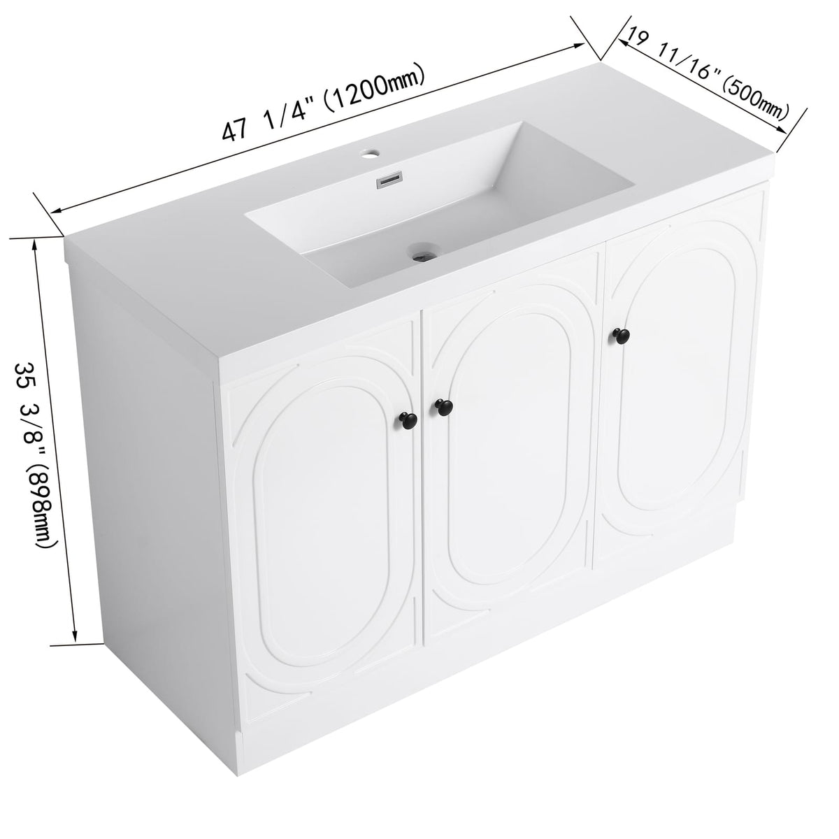 White Plywood Bathroom Vanity with Storage