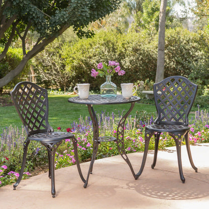 Black Aluminium Bistro Set - 2-Seat Patio Furniture