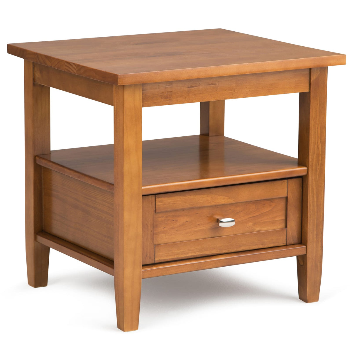 Light Brown Wood End Table - 20" Wide Storage for Living Room