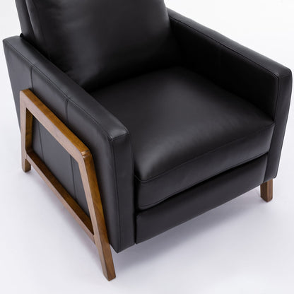 Richland Leather Push Back Recliner - Black: Modern Comfort & Style