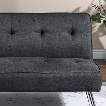 Black Polyfiber Sofa - Armless, 2 Seat for Living Room