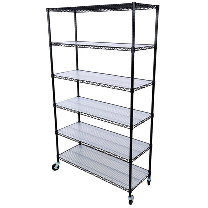 6-Tier Metal Shelving Unit - Black - 18"D x 48"L x 82"H