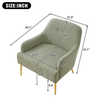Green Chenille Accent Chair - Curved Back Sofa Chair for Bedroom or Living Room