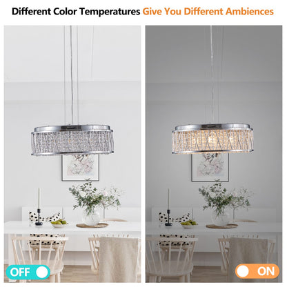 Modern Crystal Chandelier - 19 Inch Silver+Clear Iron Flush Mount Lighting