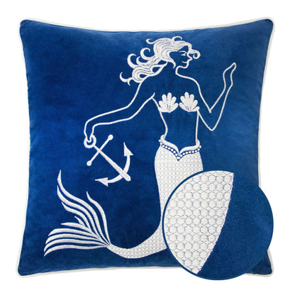 Indigo Polyester Mermaid Pillow Cover 20x20"