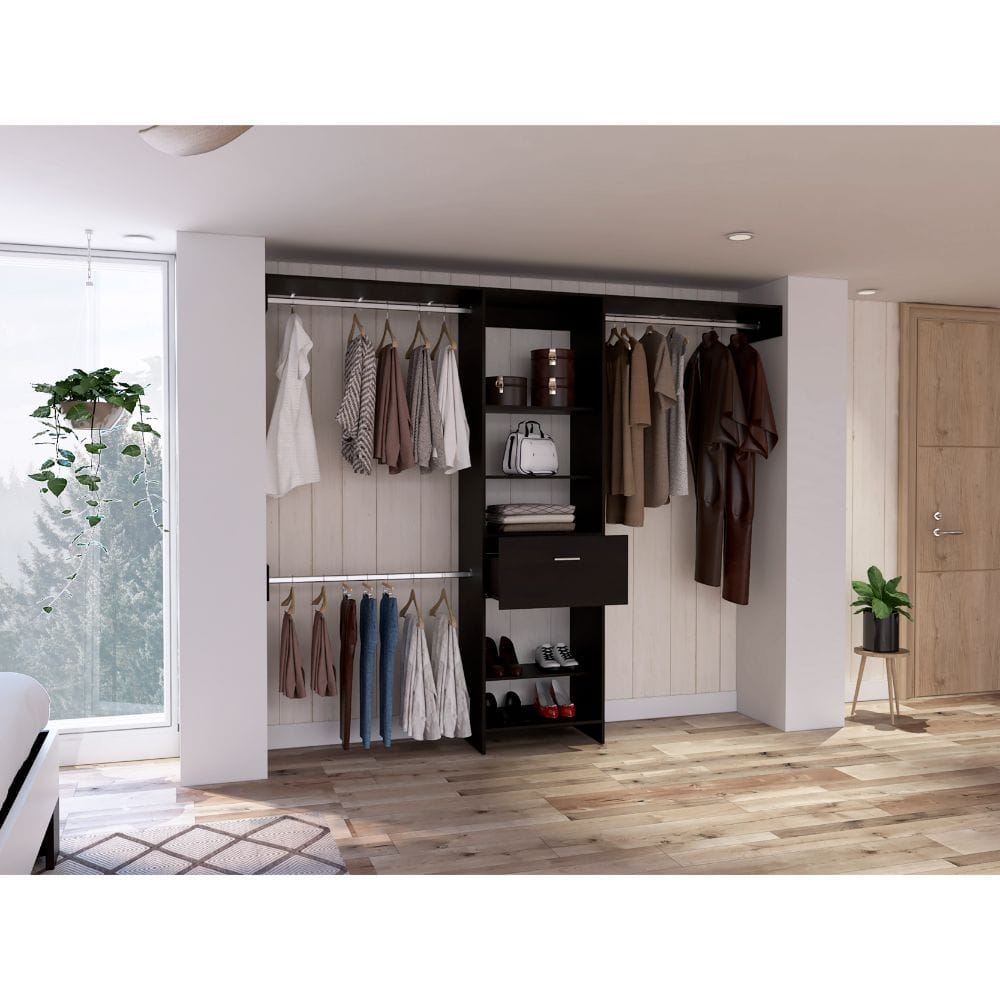 Wenge 4-Shelf Bedroom Storage Unit for Home Spaces