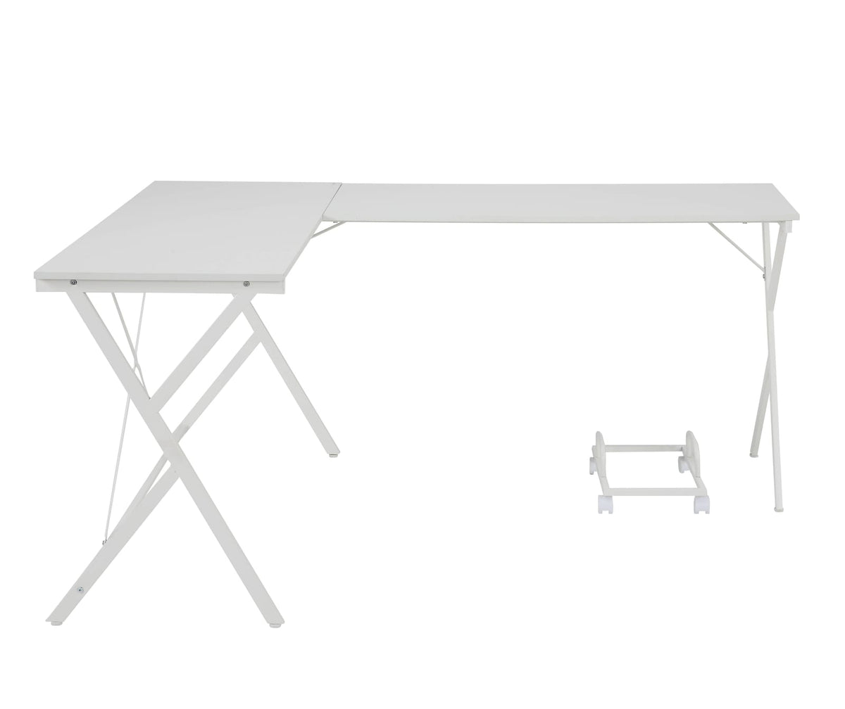 Dazenus White Computer Desk - L-Shaped Office Desk for Home Office