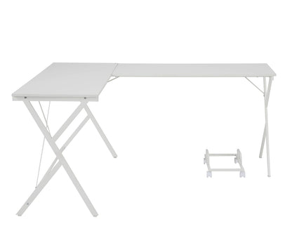 Dazenus White Computer Desk - L-Shaped Office Desk for Home Office