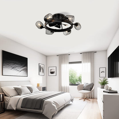 25.8 Inch Matte Black Ceiling Fan with Remote Control