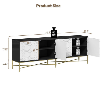 Black & White Scottie Dog TV Stand 70" Modern Coffee Table with Storage