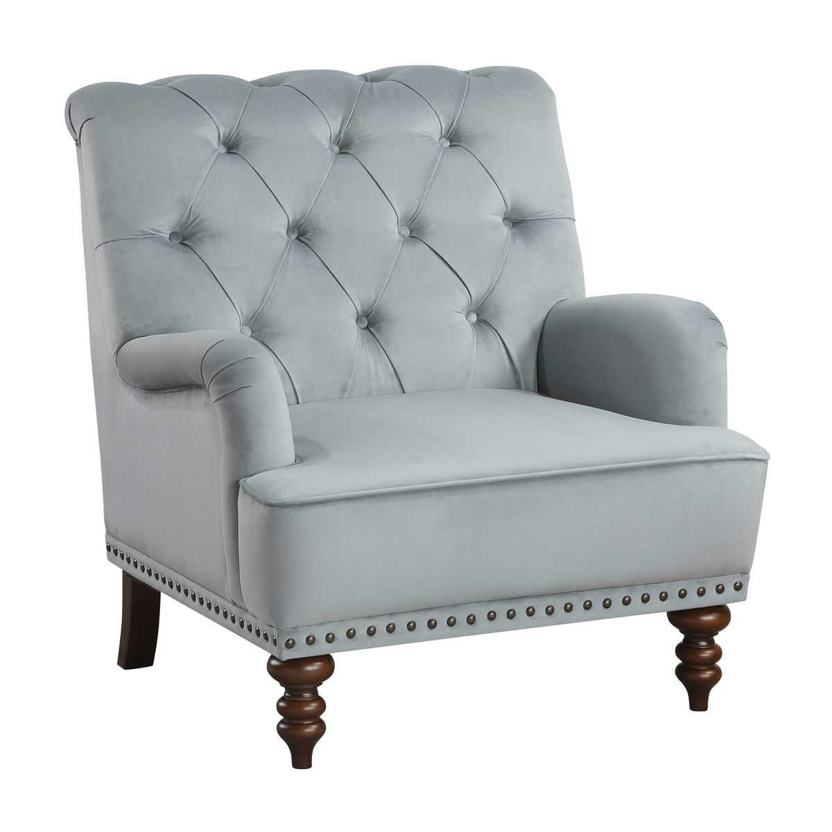 Luxurious Gray Velvet Accent Chair - Classic Modern Design