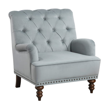 Luxurious Gray Velvet Accent Chair - Classic Modern Design