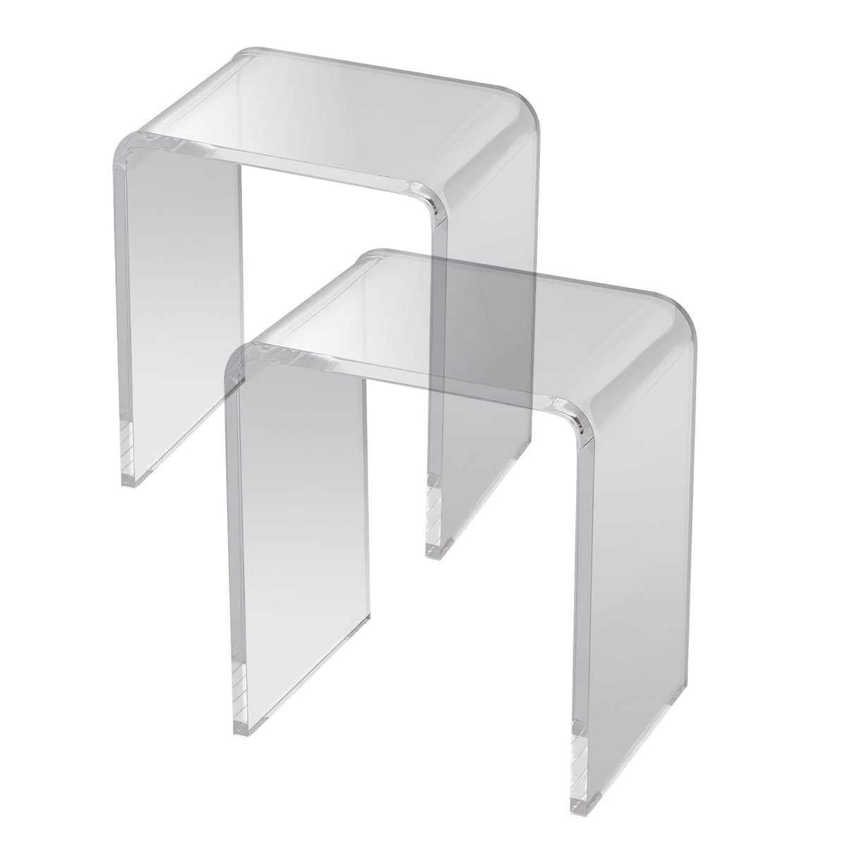 Clear Acrylic End Table Set - 2 C-Shaped Tables