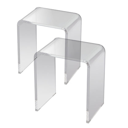 Clear Acrylic End Table Set - 2 C-Shaped Tables