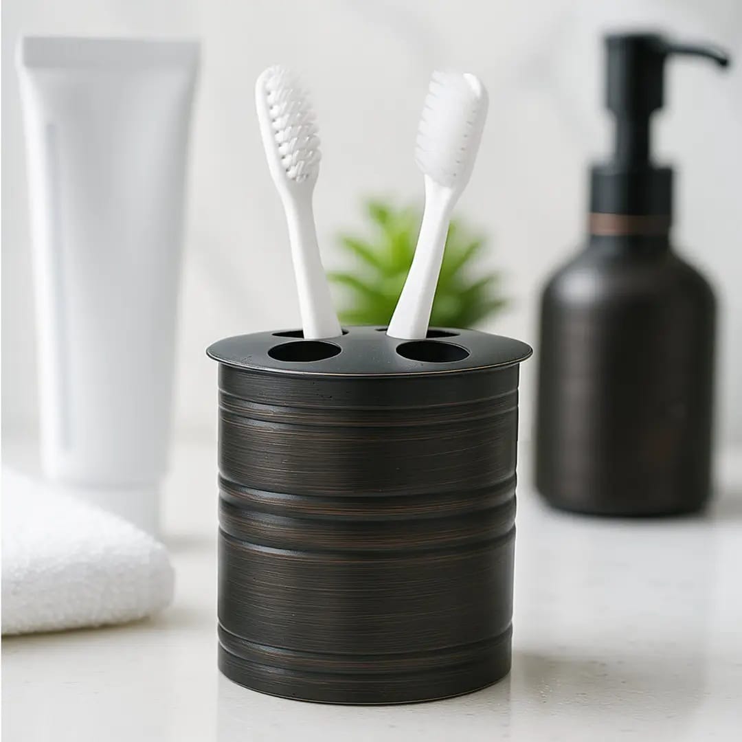 Oil Rubbed Bronze Stainless Steel Toothbrush Holder - Compact Organizer for Bathroom