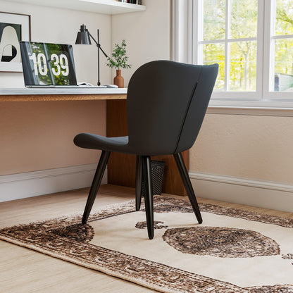 Black PU Leather Dining Chairs - 4 Modern Chairs with Metal Legs