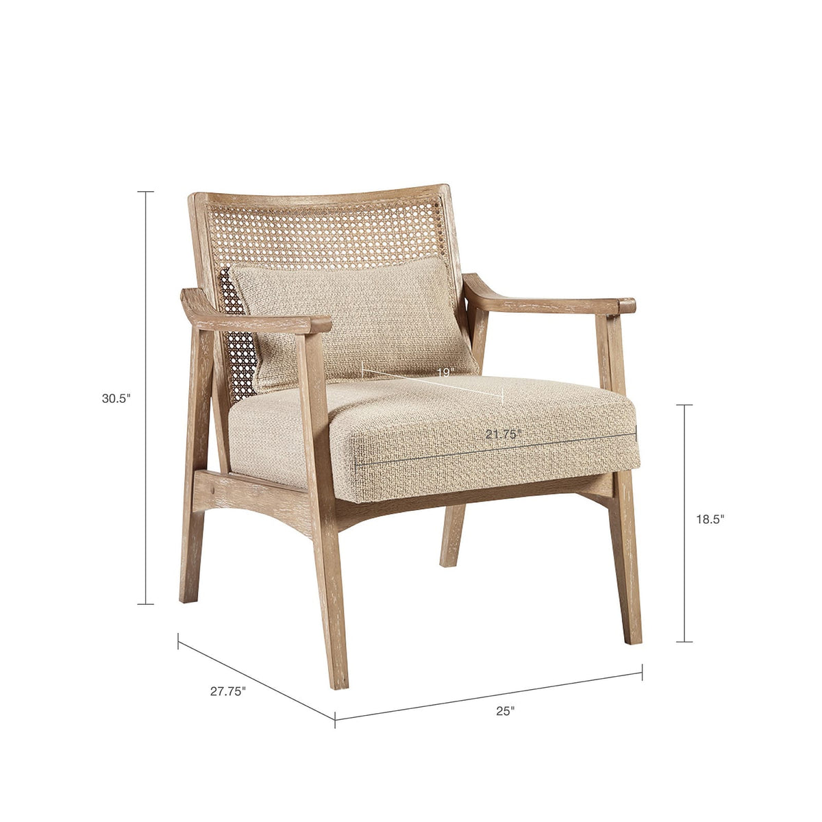 Light Brown Polyester Accent Chair - 27.75" Seat for Living Room