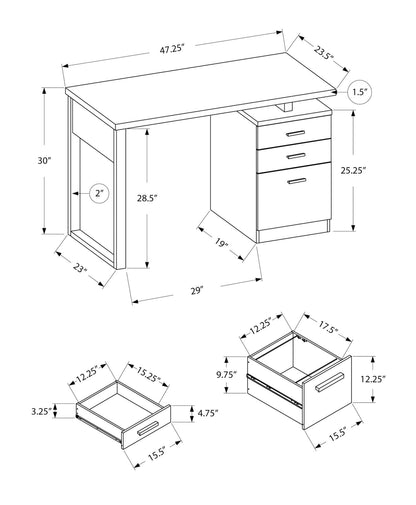 White Computer Desk with Storage Drawers - 48" L