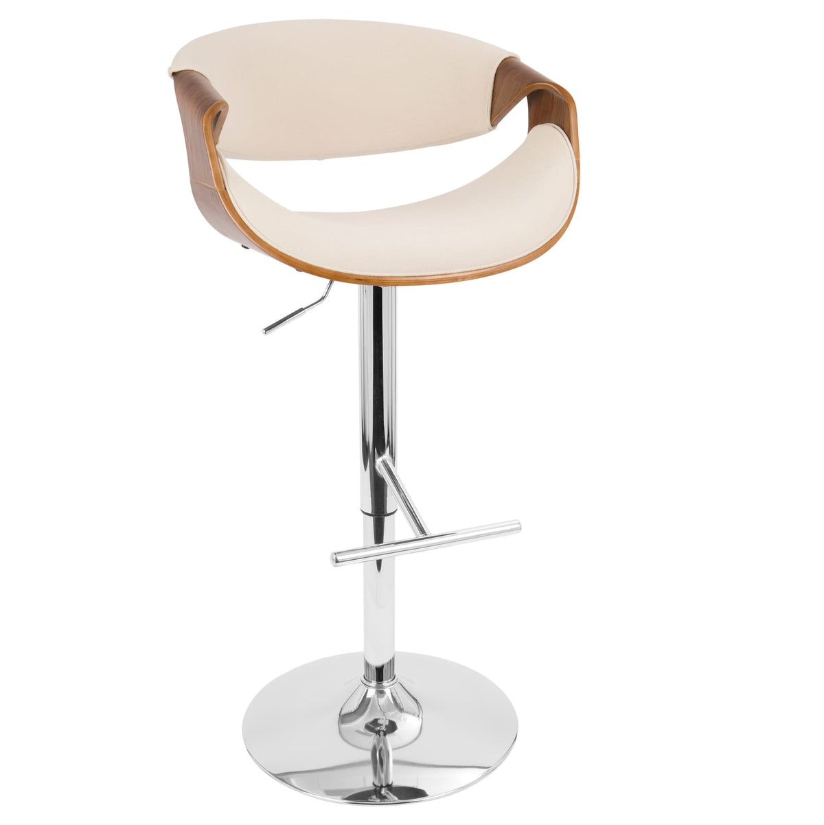 Cream Fabric Bar Stools Set of 3 - Mid-Century Style