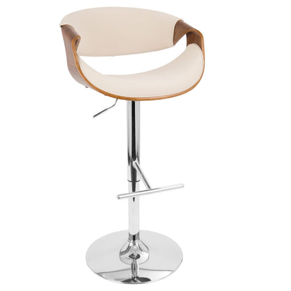 Cream Fabric Bar Stools Set of 3 - Mid-Century Style