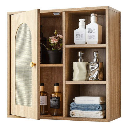 Wood Bathroom Wall Cabinet - Adjustable Shelves, Over Toilet Storage