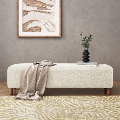 White Polyester Storage Ottoman for Kitchen or Dining Room