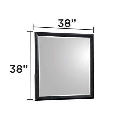 Walnut Wood Vanity Mirror with Beveled Glass for Modern Bedroom
