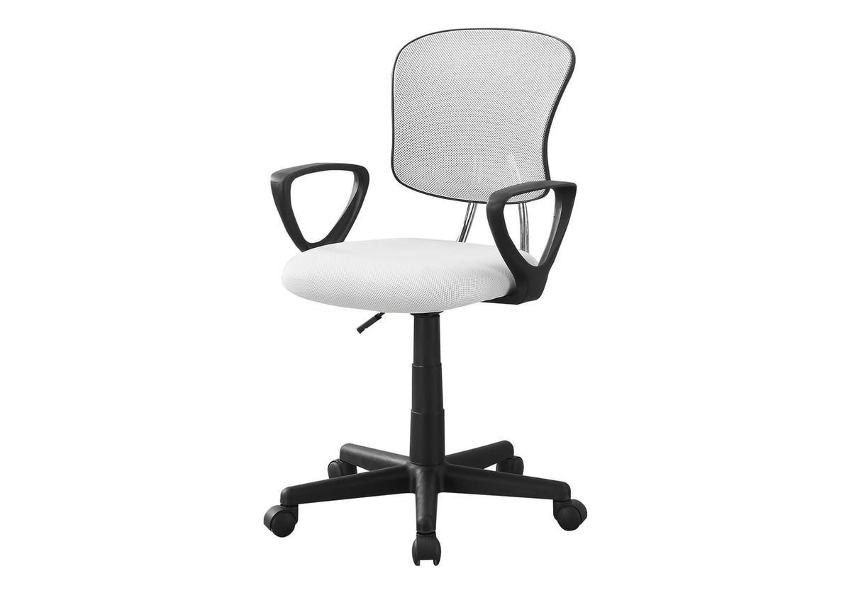 Adjustable White Mesh Office Chair - Kids Work From Home Desk Seat