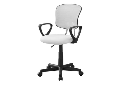 Adjustable White Mesh Office Chair - Kids Work From Home Desk Seat