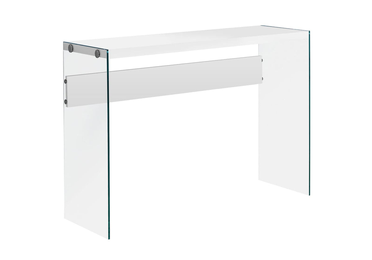 44" White Glass Console Table - Modern Accent Table