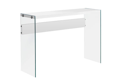 44" White Glass Console Table - Modern Accent Table