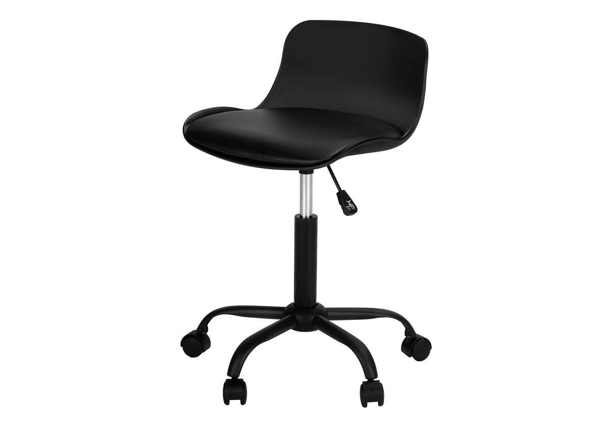 Black Low-Back Office Chair for Kids - Adjustable Height