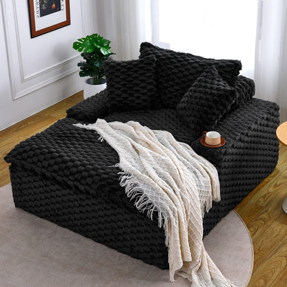 51 Inch Polyester Blend Sofa - Black Seat for Living Room