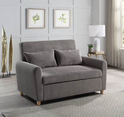 Brown Gray Corduroy Sleeper Loveseat - 54" Wide for Living Room
