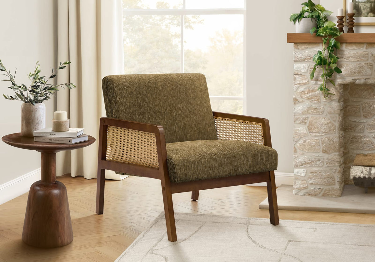 Accent Chair, Brown Upholstered - 30"H Living Room/Bedroom