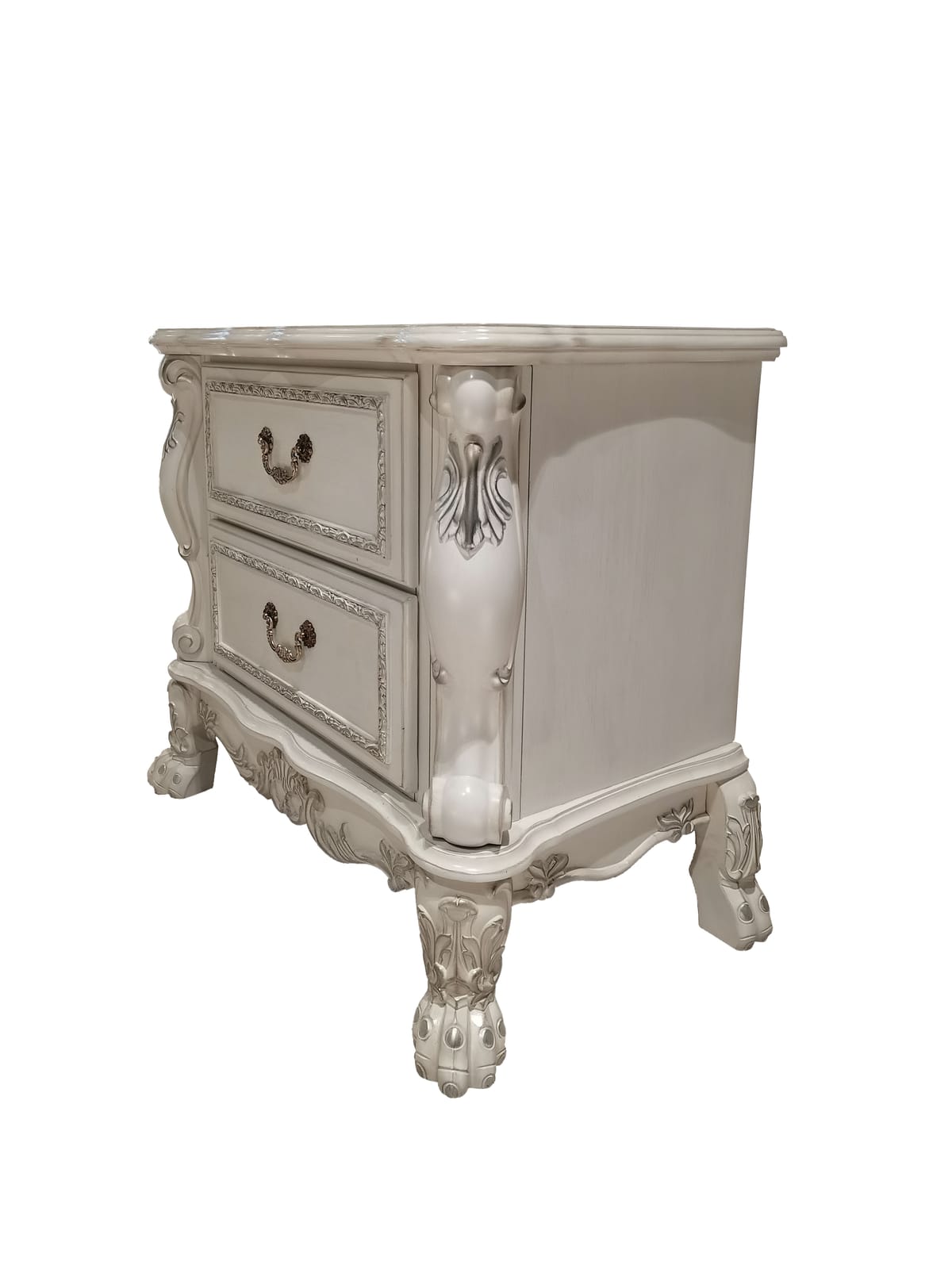 White Bone Nightstand with Drawer - Small Bedroom Storage