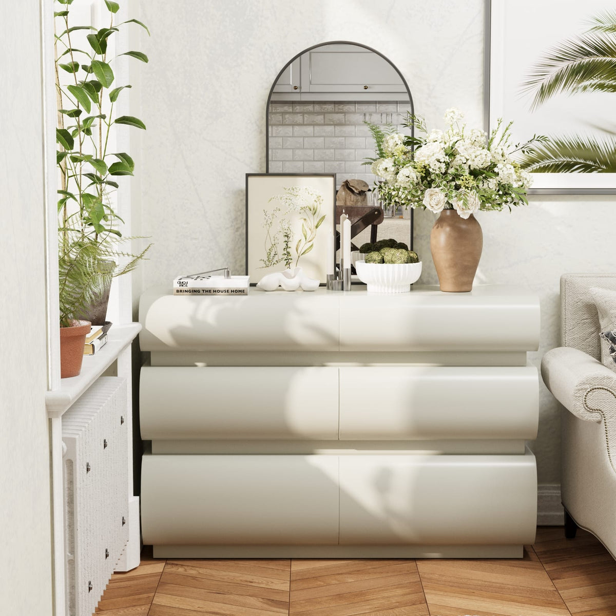 6-Drawer White Dresser - Bedroom Storage & Minimalist Style