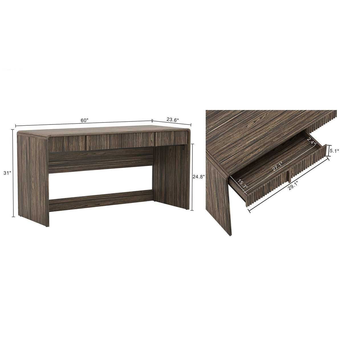 Dark Walnut Office Desk - 60" Computer Workstation