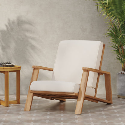 Paloma Club Chair - Beige Acacia Wood Patio Seating