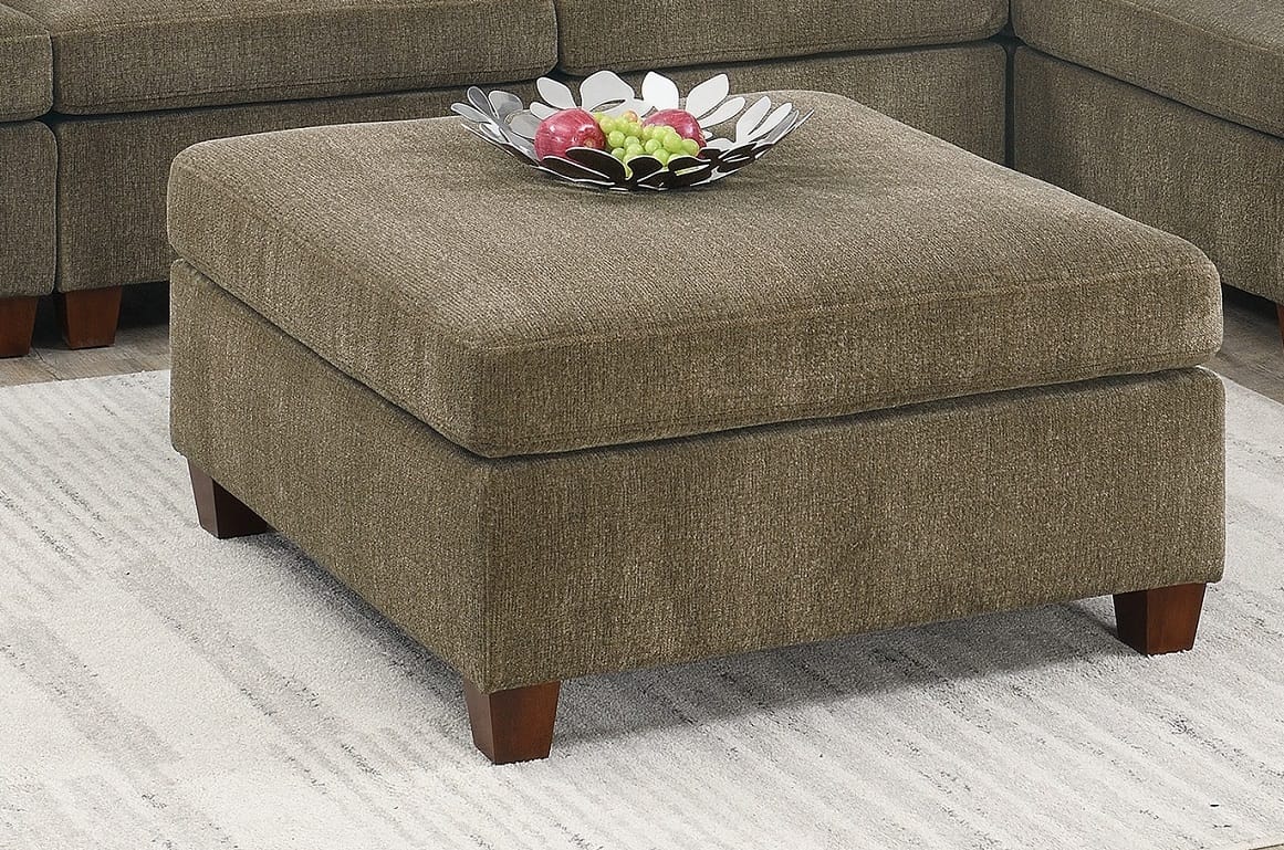 Tan Chenille Rectangle Ottoman - 37" Modern Sofa for Living Room