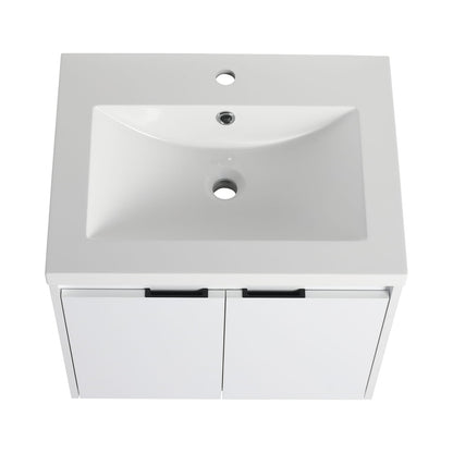 Glossy White Bathroom Vanity - 24" Plywood Storage