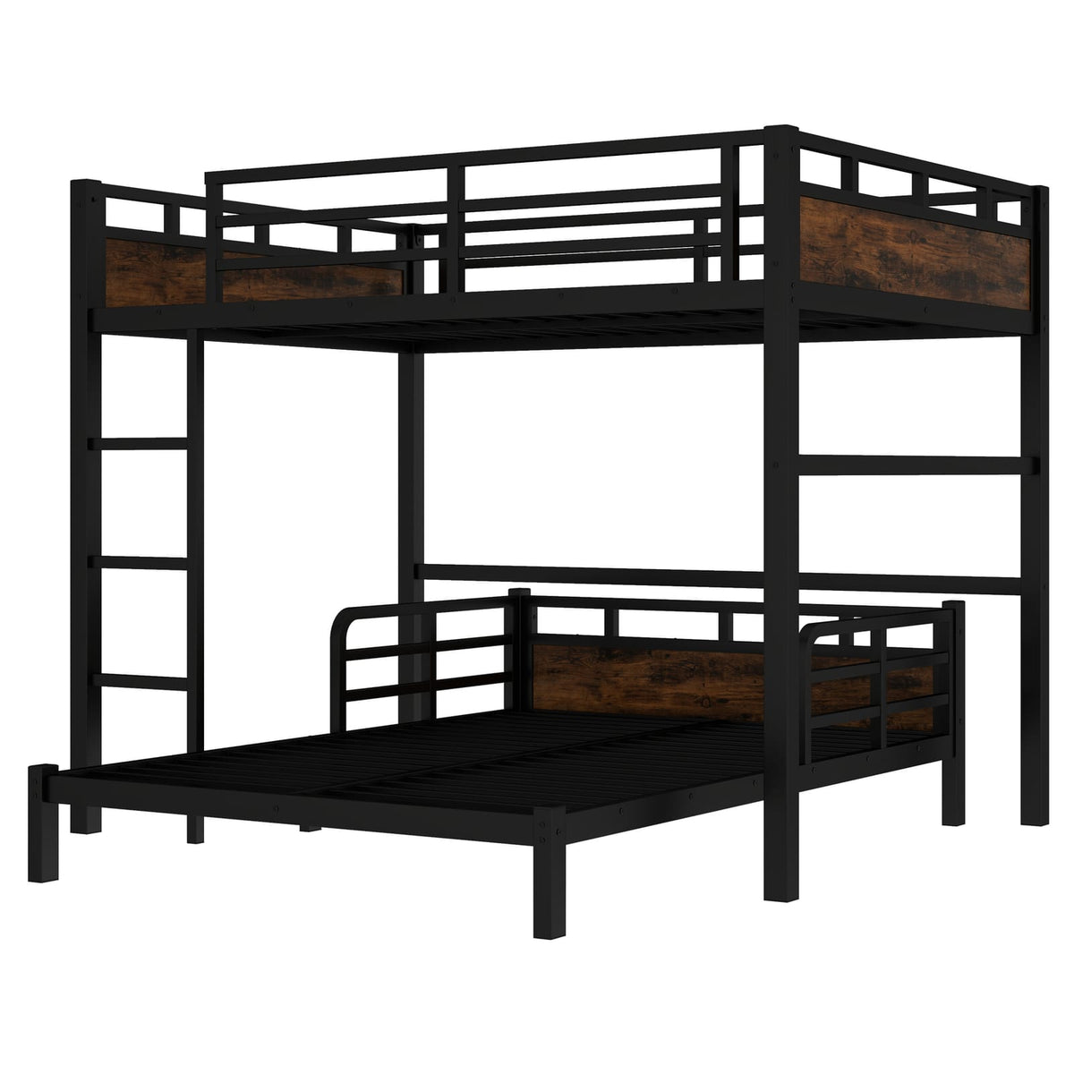 Full over Full Metal Bunk Bed - Black+Vintage for Bedroom