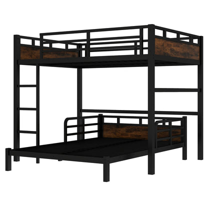 Full over Full Metal Bunk Bed - Black+Vintage for Bedroom