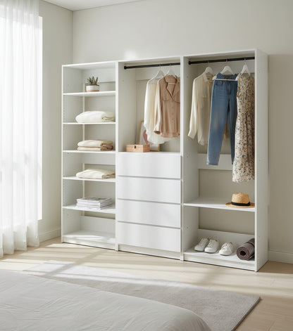 Small White Wood Closet System - Freestanding Walk In