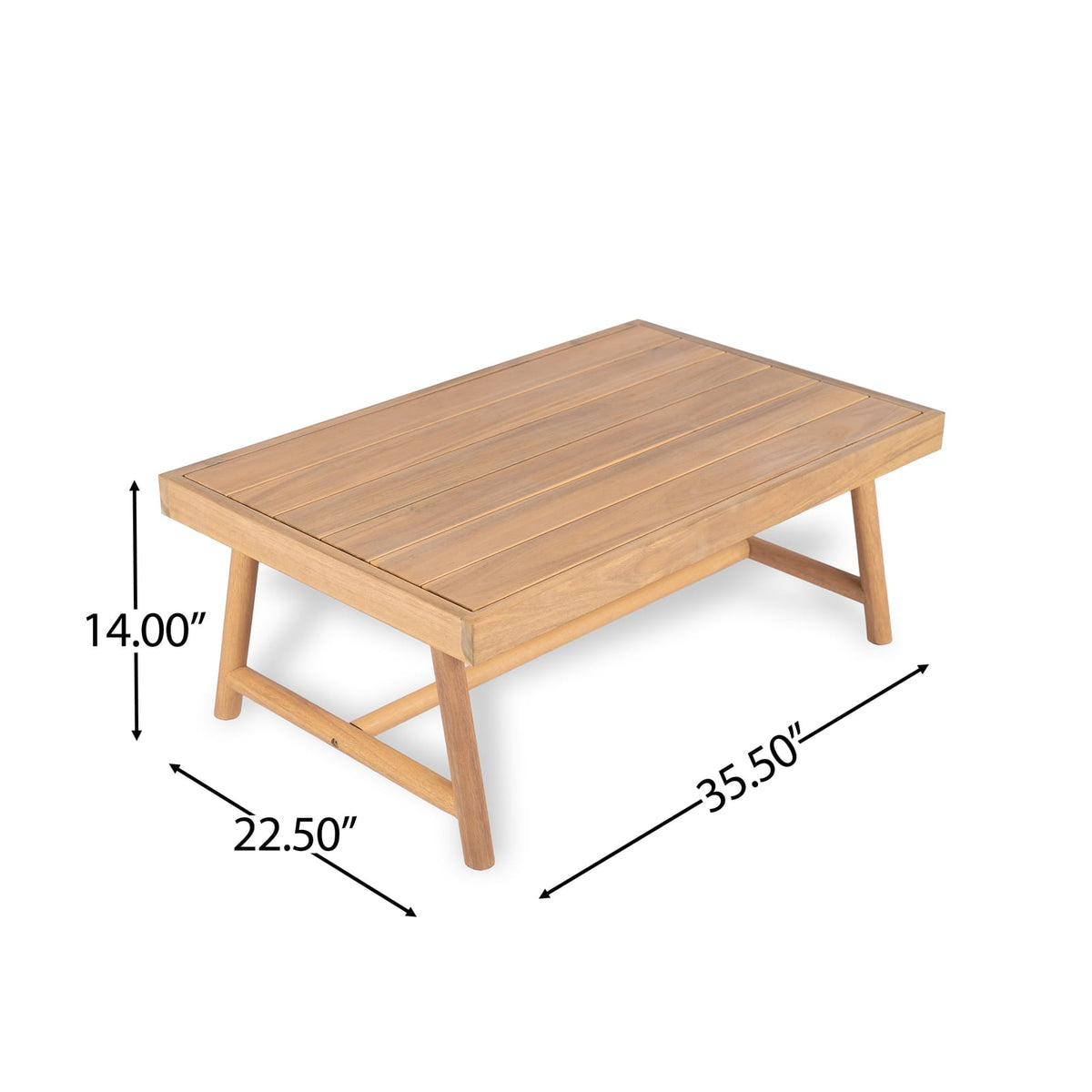 Teak Beige Acacia Wood Patio Club Chair + Coffee Table Set