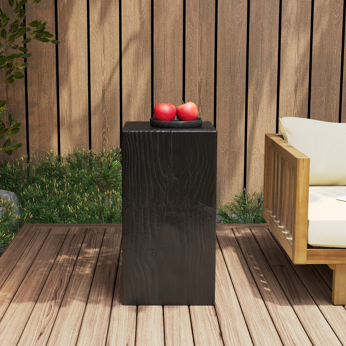 Black Fiberglass End Table - Outdoor Patio Table