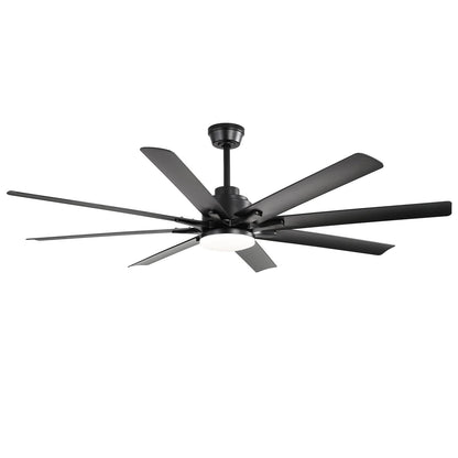 Modern 52-Inch Smart Ceiling Fan With Light - Black Blades