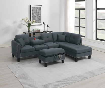 Charcoal L-Shaped Sectional Sofa for Modern Living Rooms
