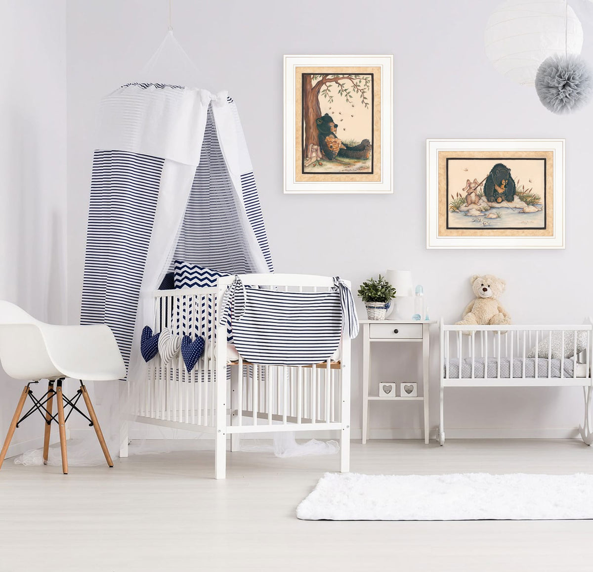 White Two Piece Wall Art for Small Bedrooms